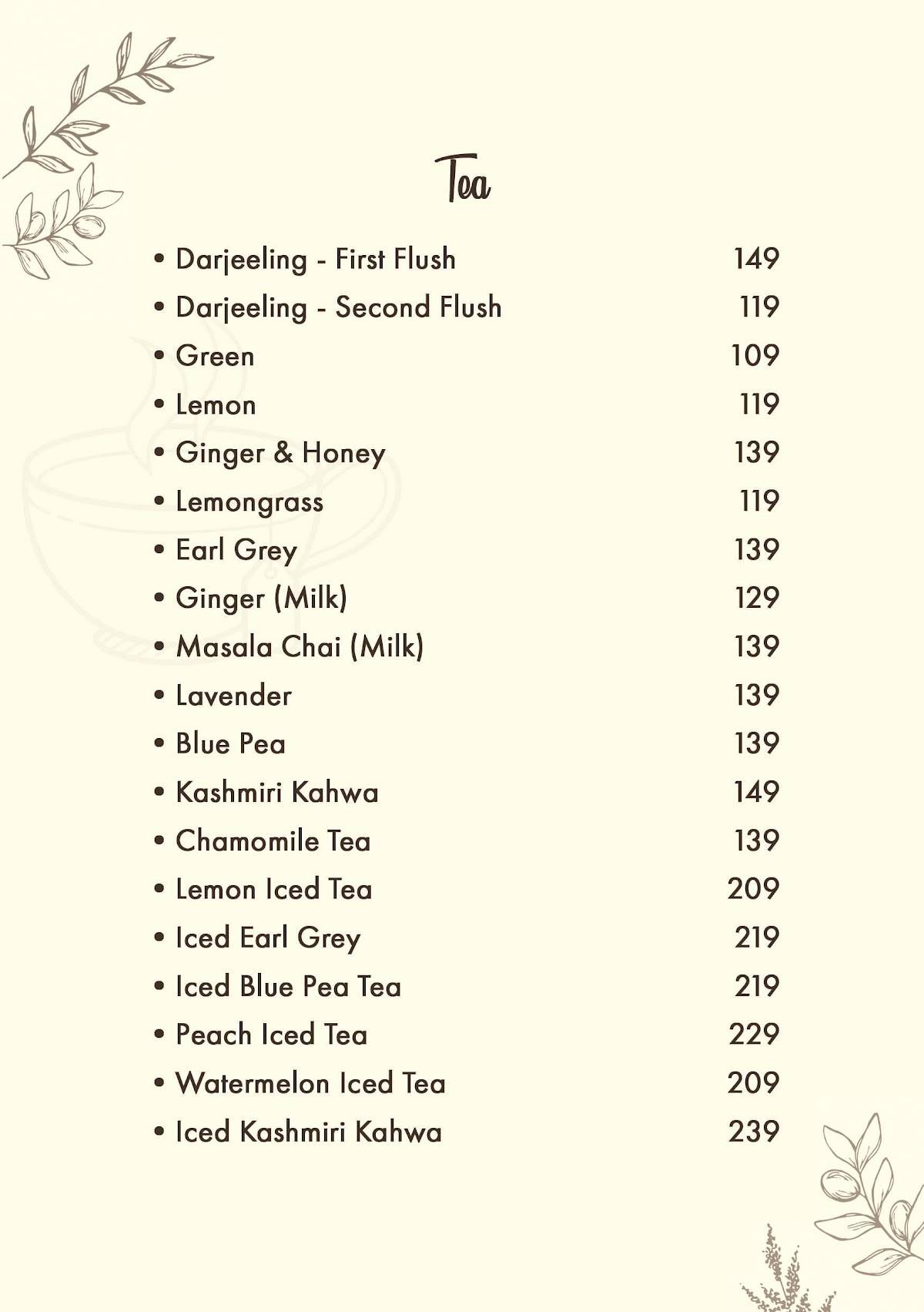 HYGGE menu