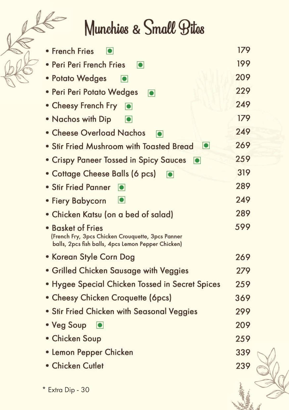 HYGGE menu