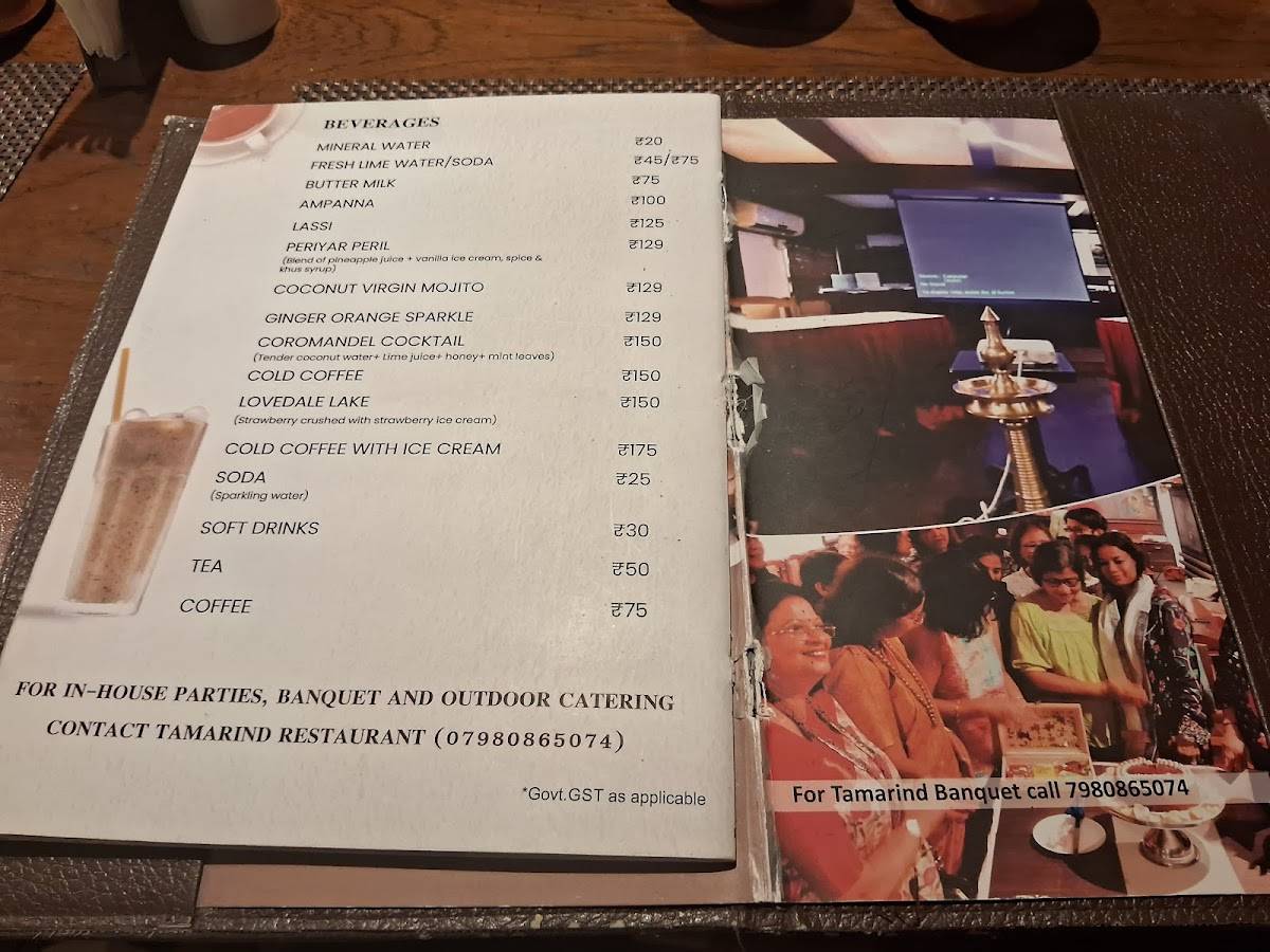 Tamarind Restaurant menu