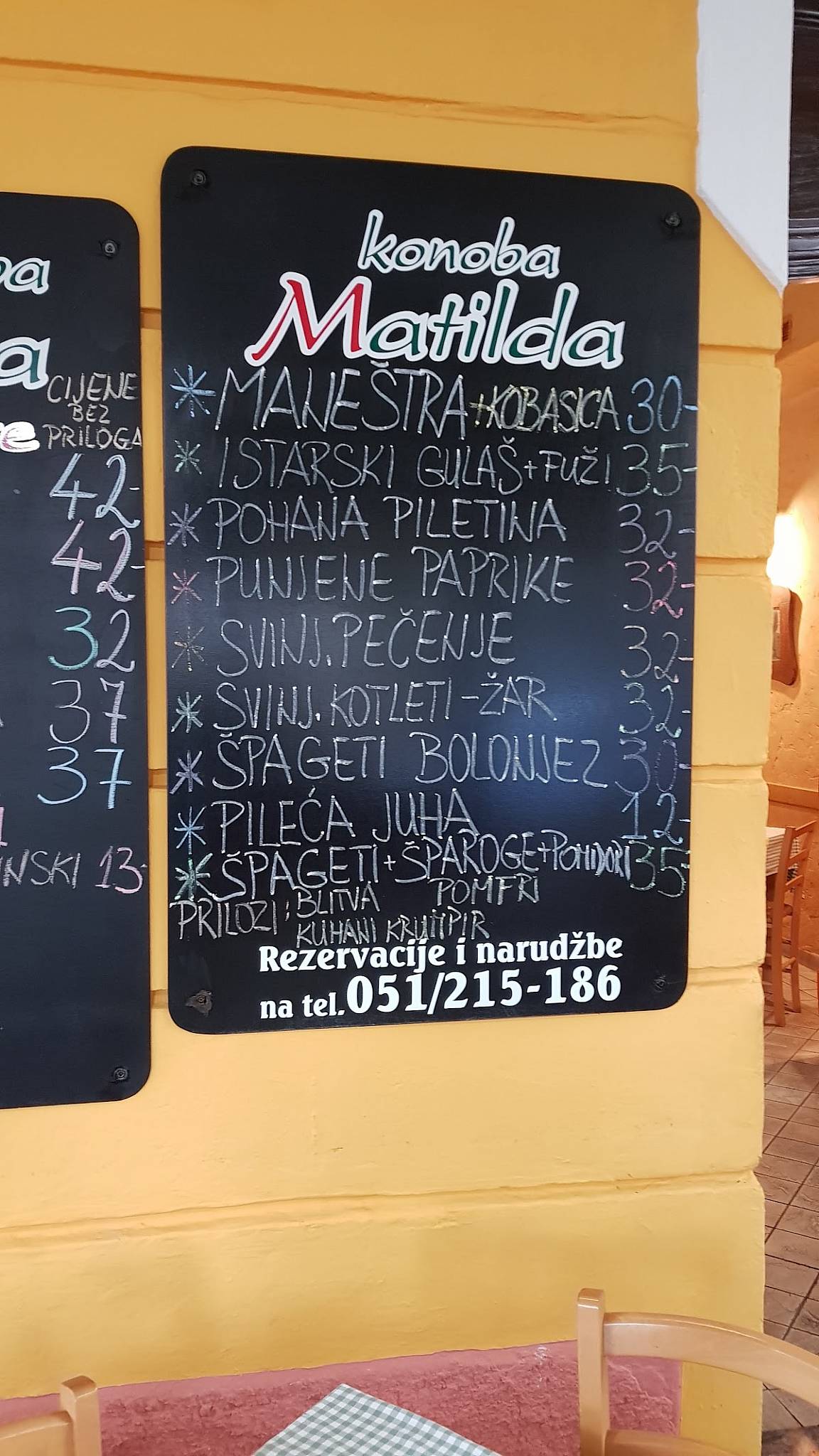 Menu di Konoba Matilda 