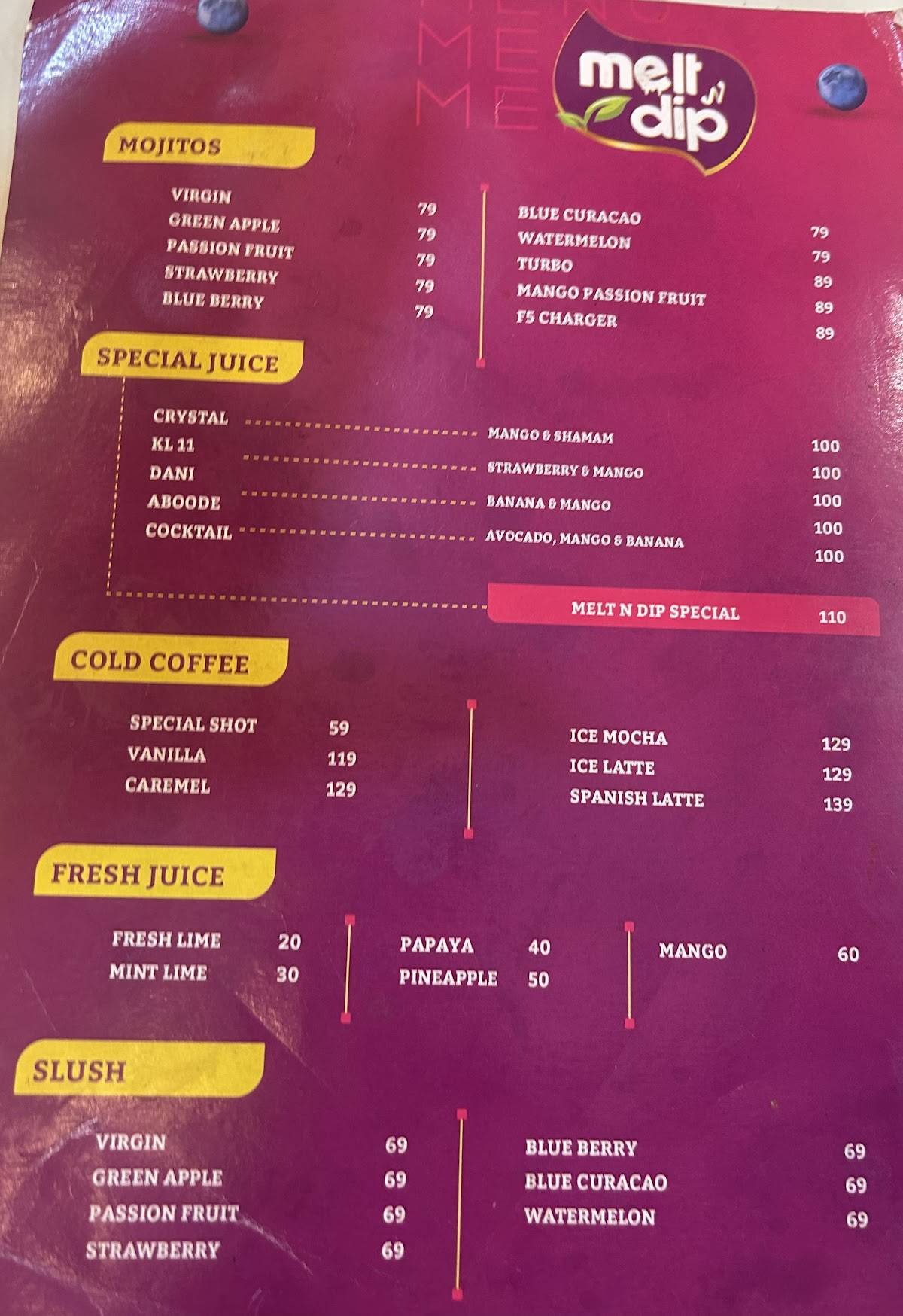 Melt n Dip menu