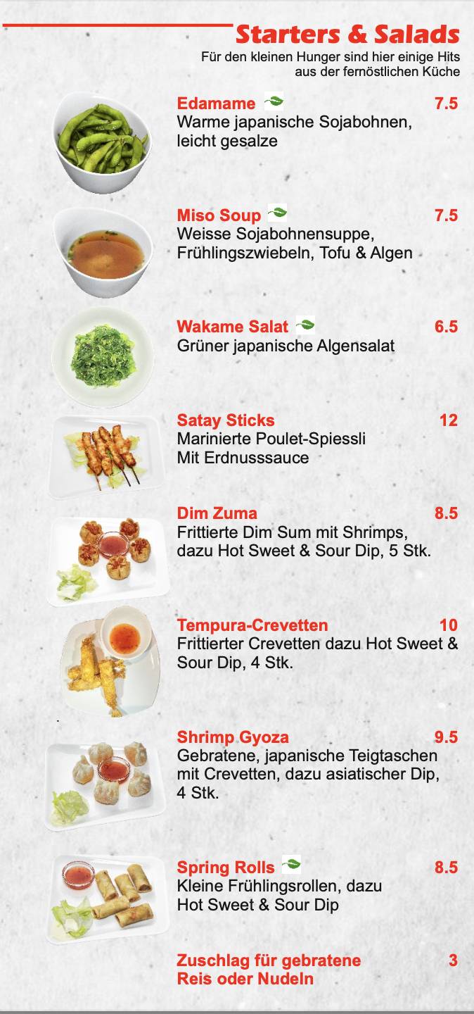 Menu di KungFu Chicken Solothurn – Asian Kitchen & Sushi 