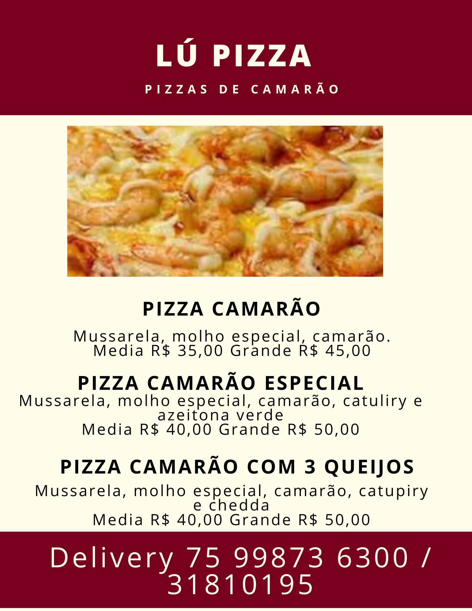 Lú Pizza cardápio