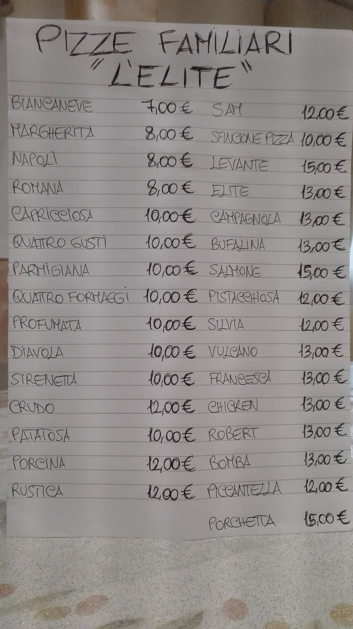 Menu di L'Èlite Ristorante/Pizzeria 