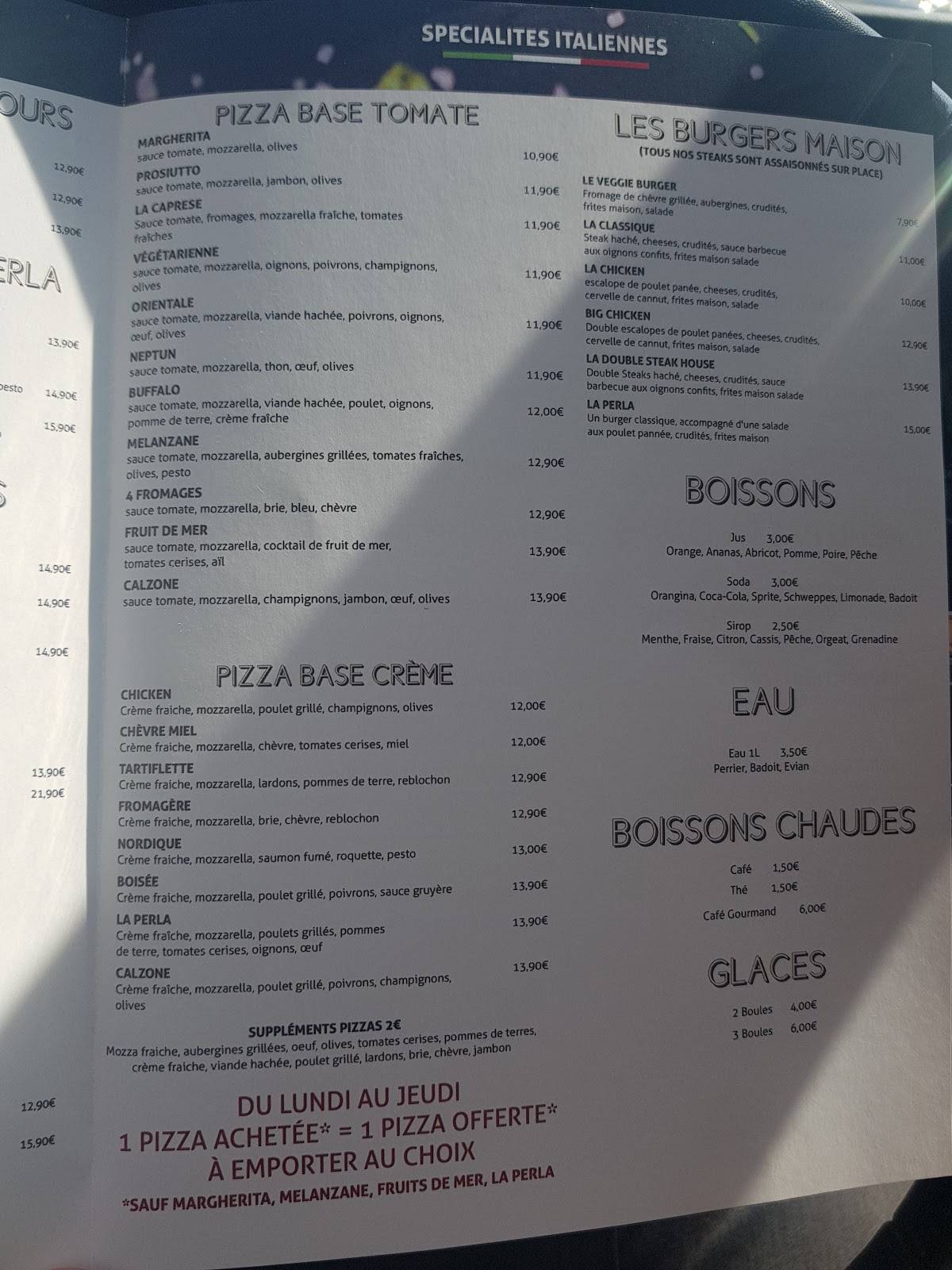 Menu de LA PERLA