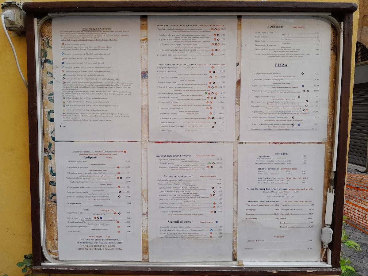 Menu de L'Angoletto Romano