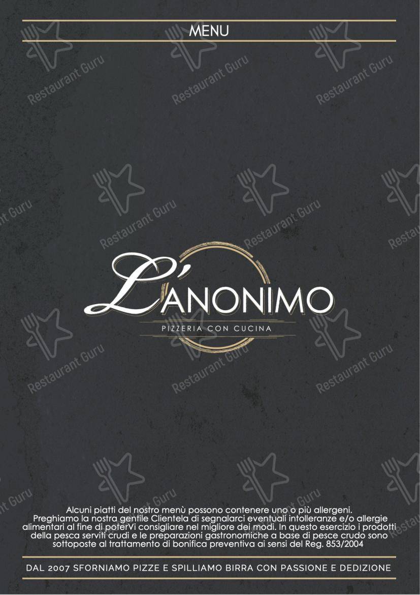 Menu per L'Anonimo - Pizzeria con Cucina ristorante