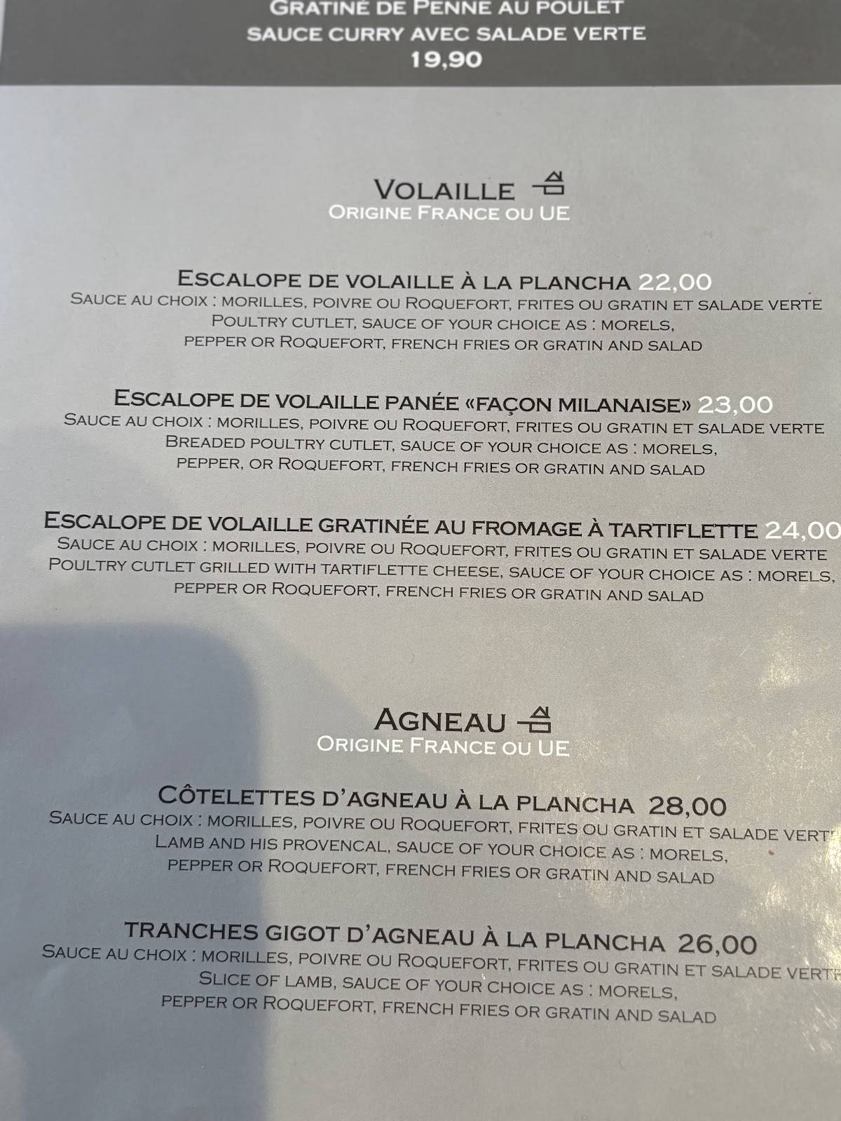 Menu de L'Atlas Annecy