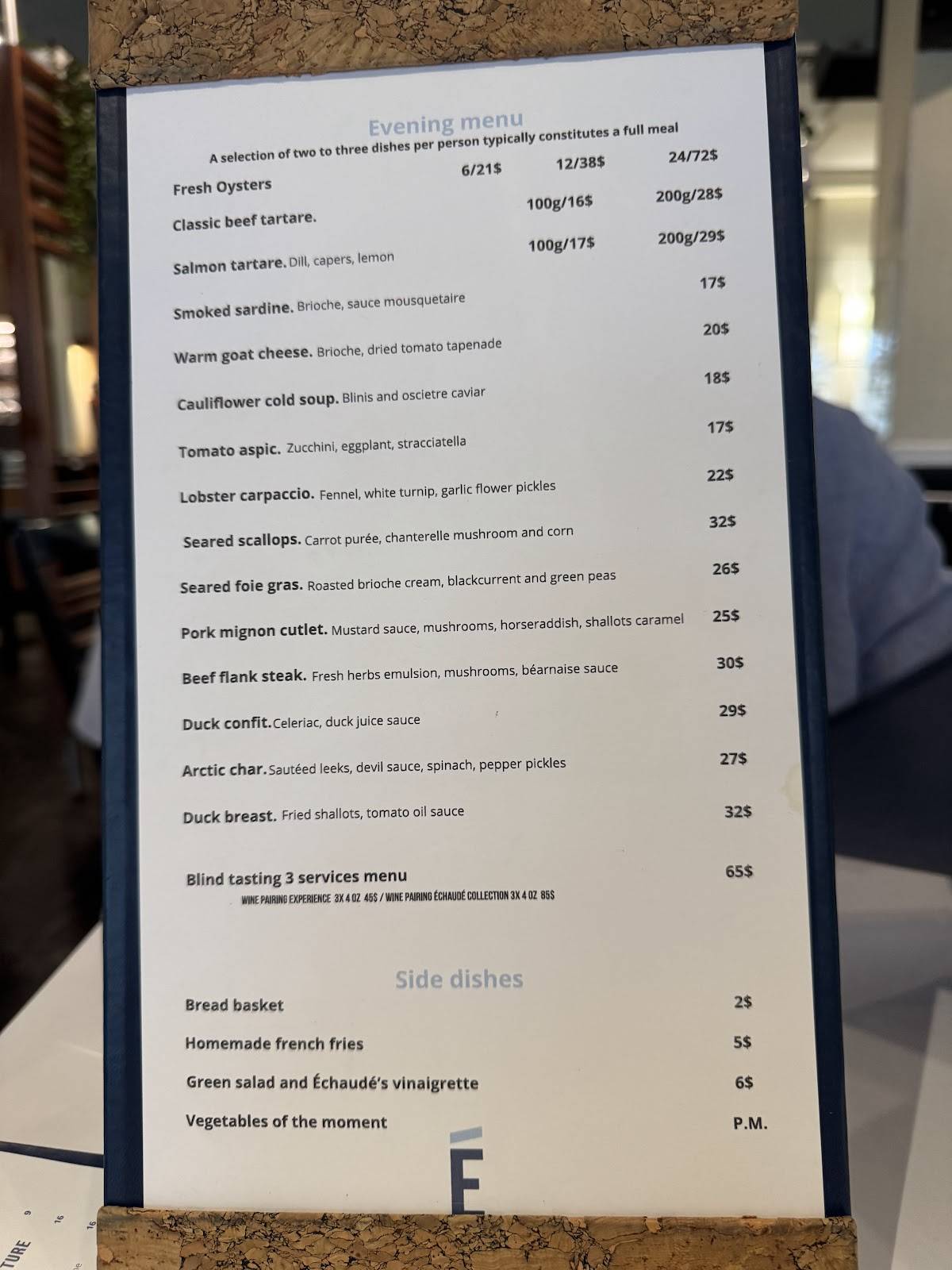Menu de Restaurant L'Échaudé