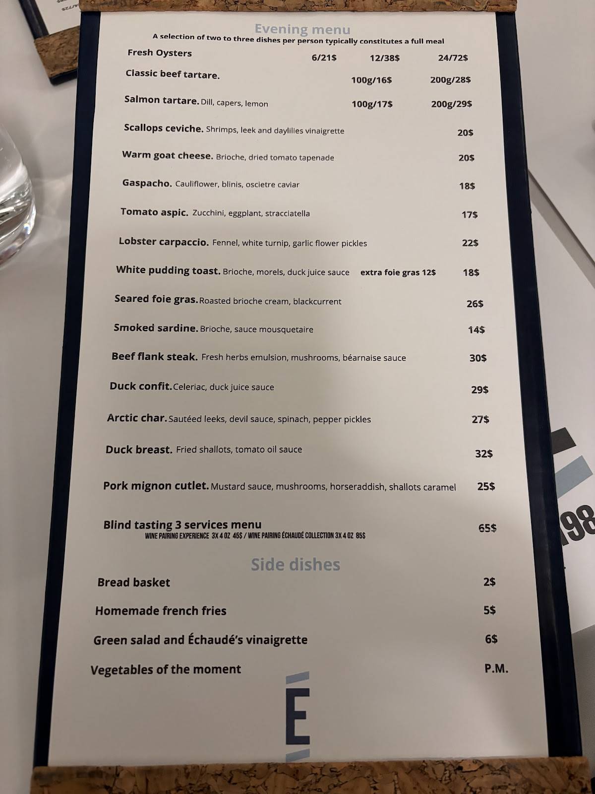 Menu de Restaurant L'Échaudé