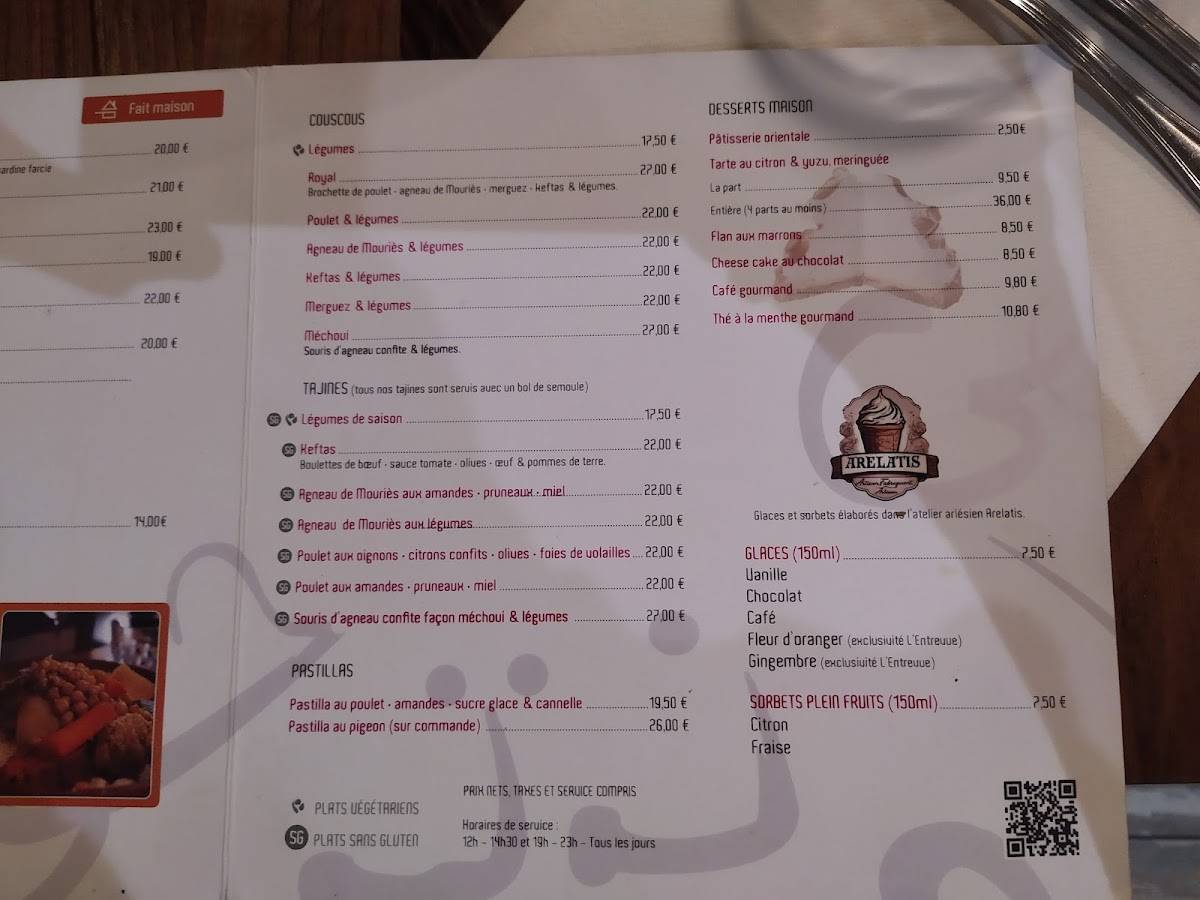 Menu de L'Entrevue