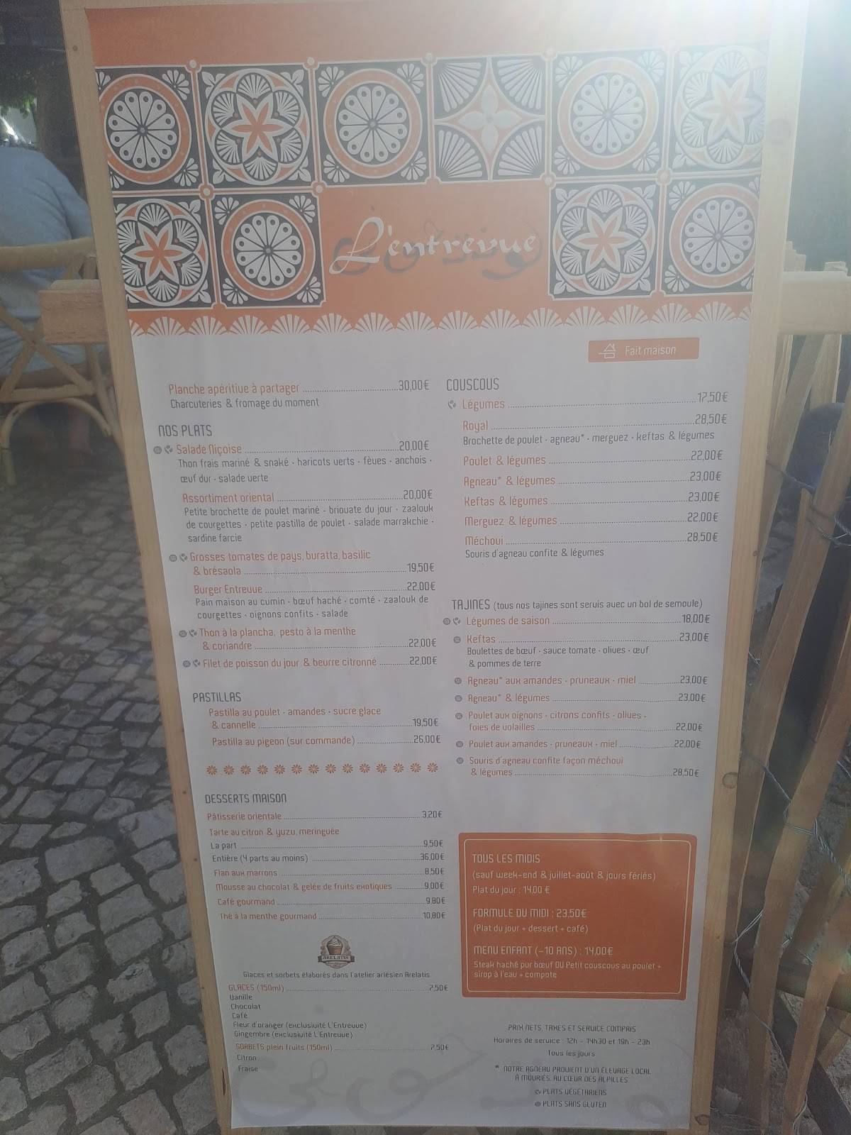 Menu de L'Entrevue