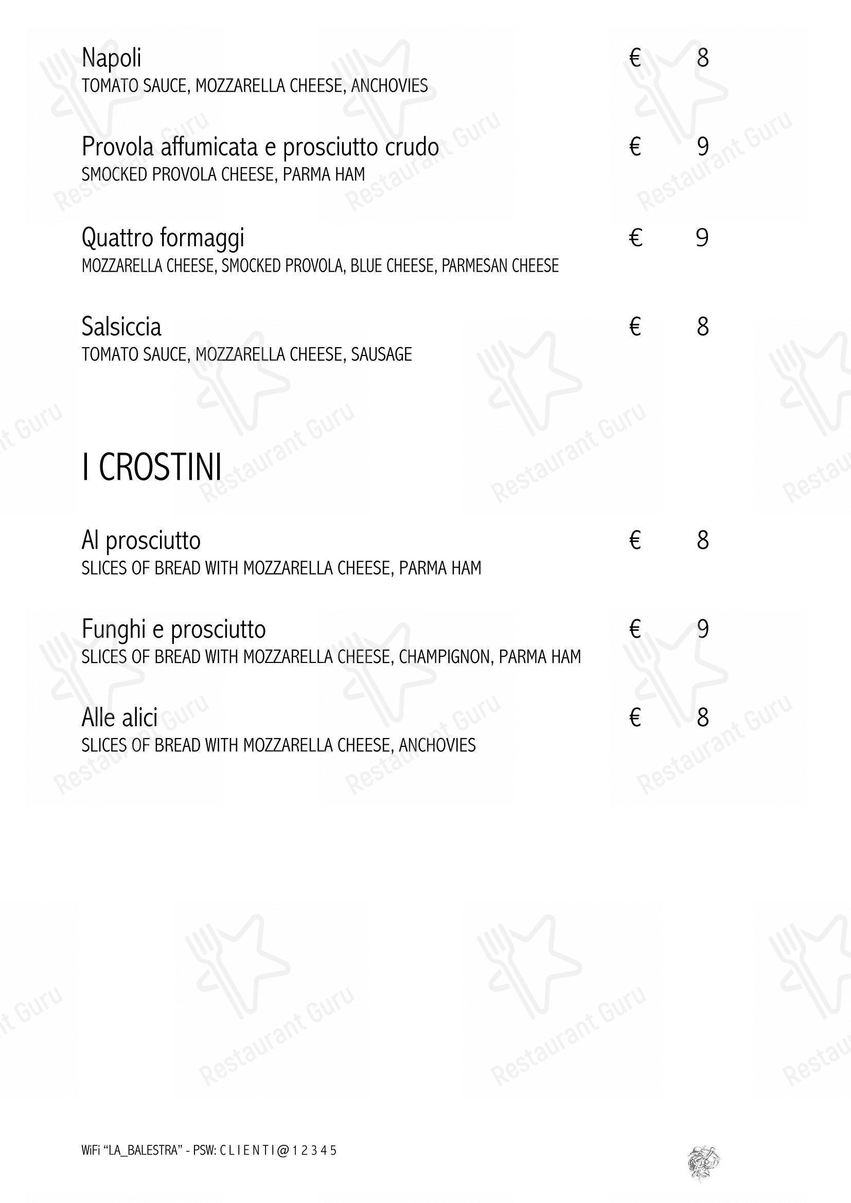 Ristorante La Balestra in Roma - Menu
