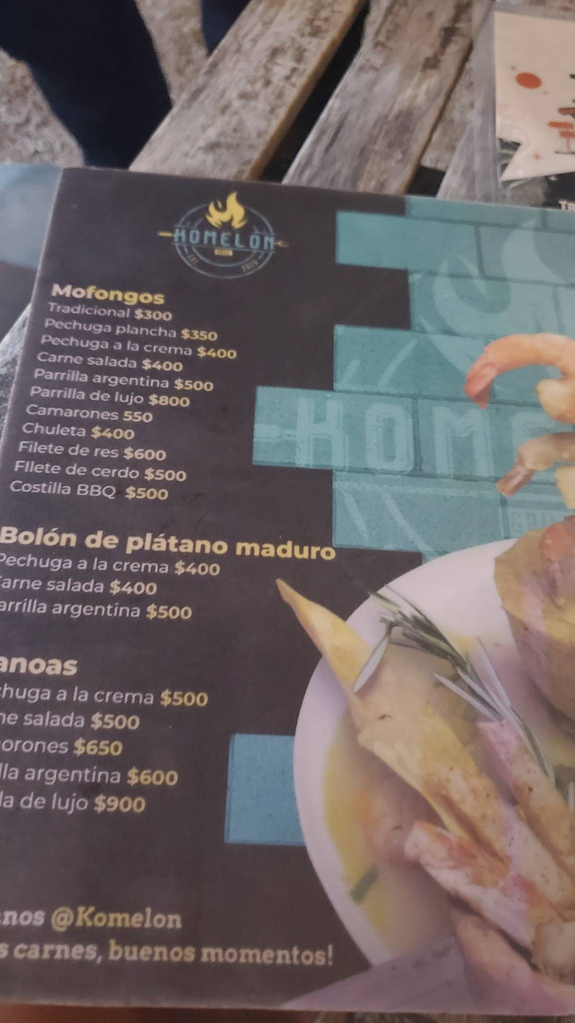 Carta del restaurante La Bonita Food Trucks, Nagua