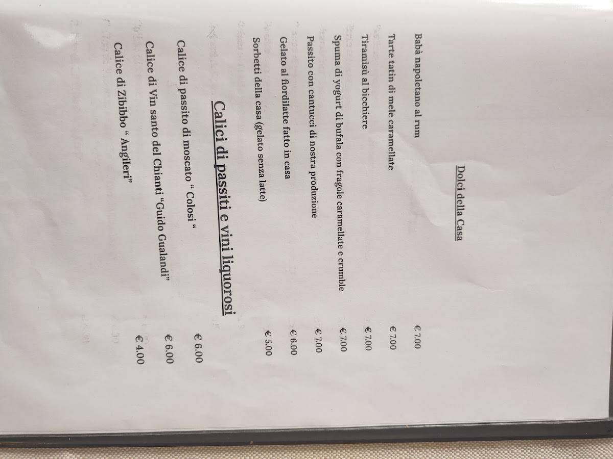 Menu di La Bottiglieria, Locanda del Gusto