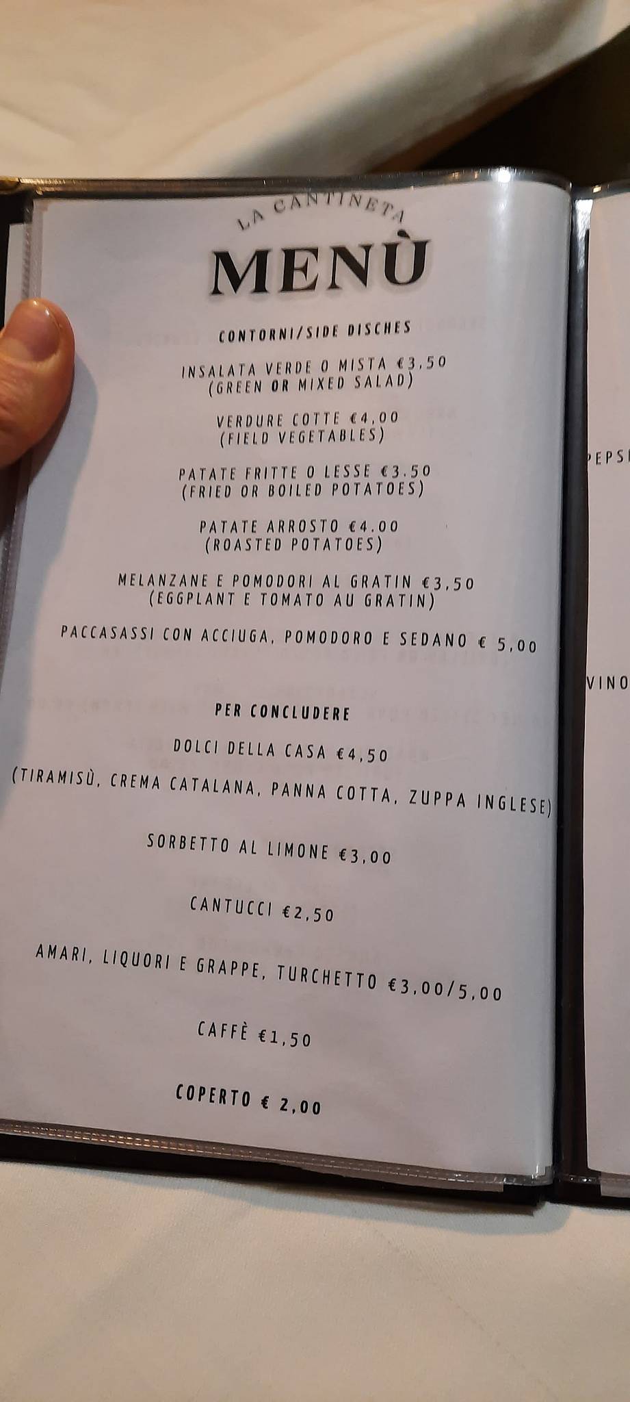Menu di La Cantineta 