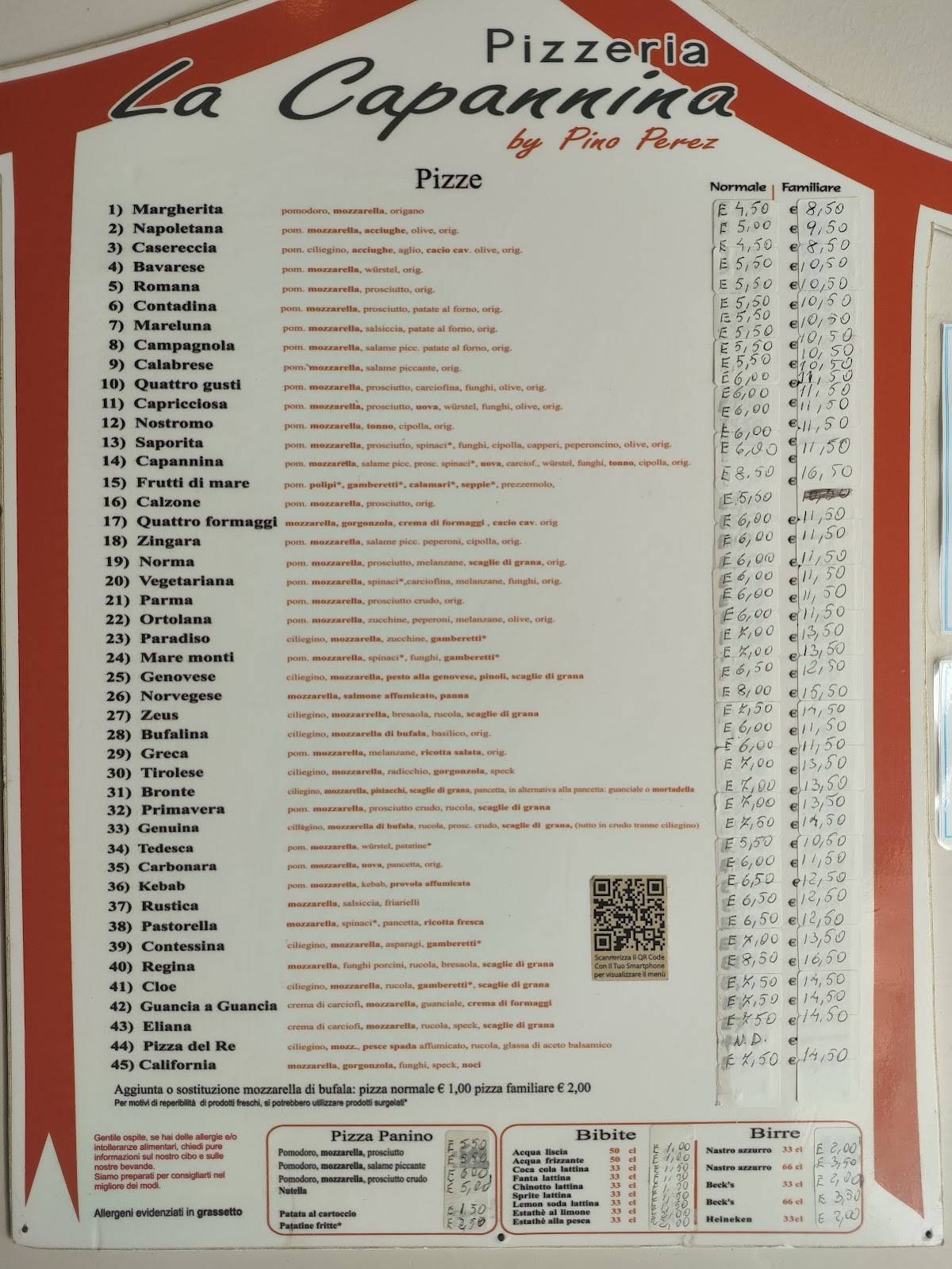Menu di La Capannina 