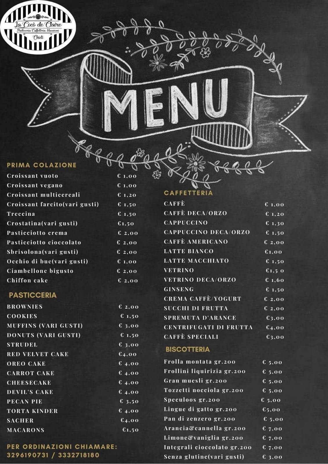 Menu di La Cocò de Claire 