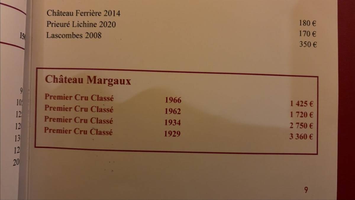Menu de La Couronne