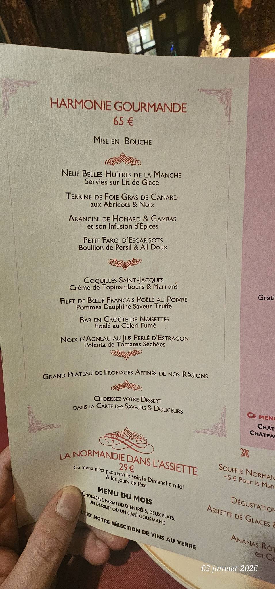 Menu de La Couronne