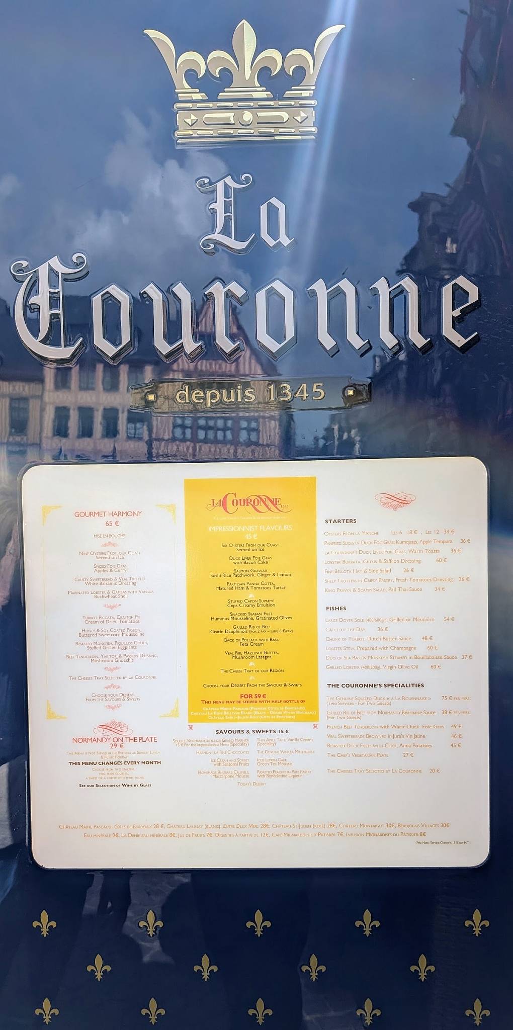 Menu de La Couronne