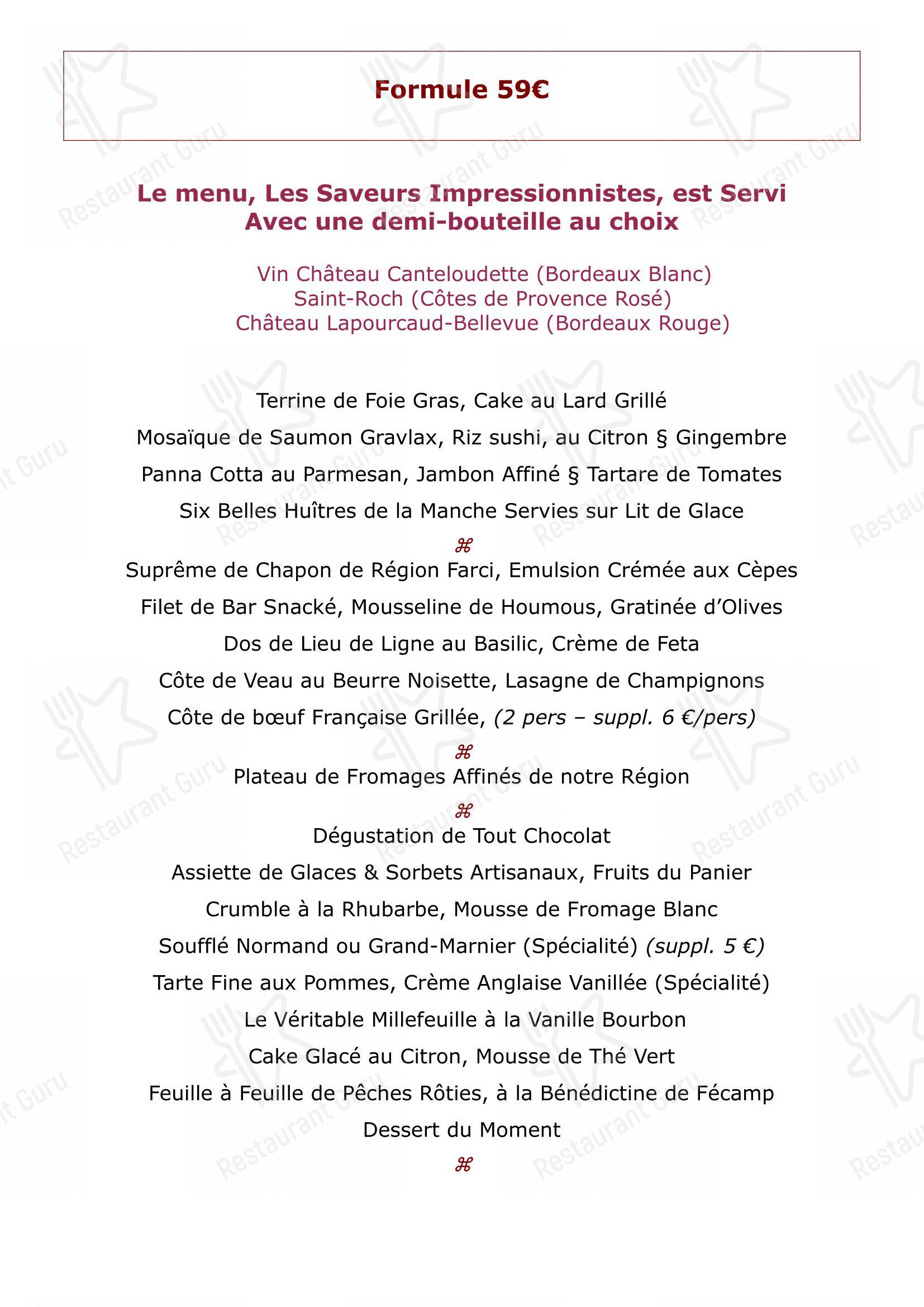 Menu bar pour La Couronne dans Rouen