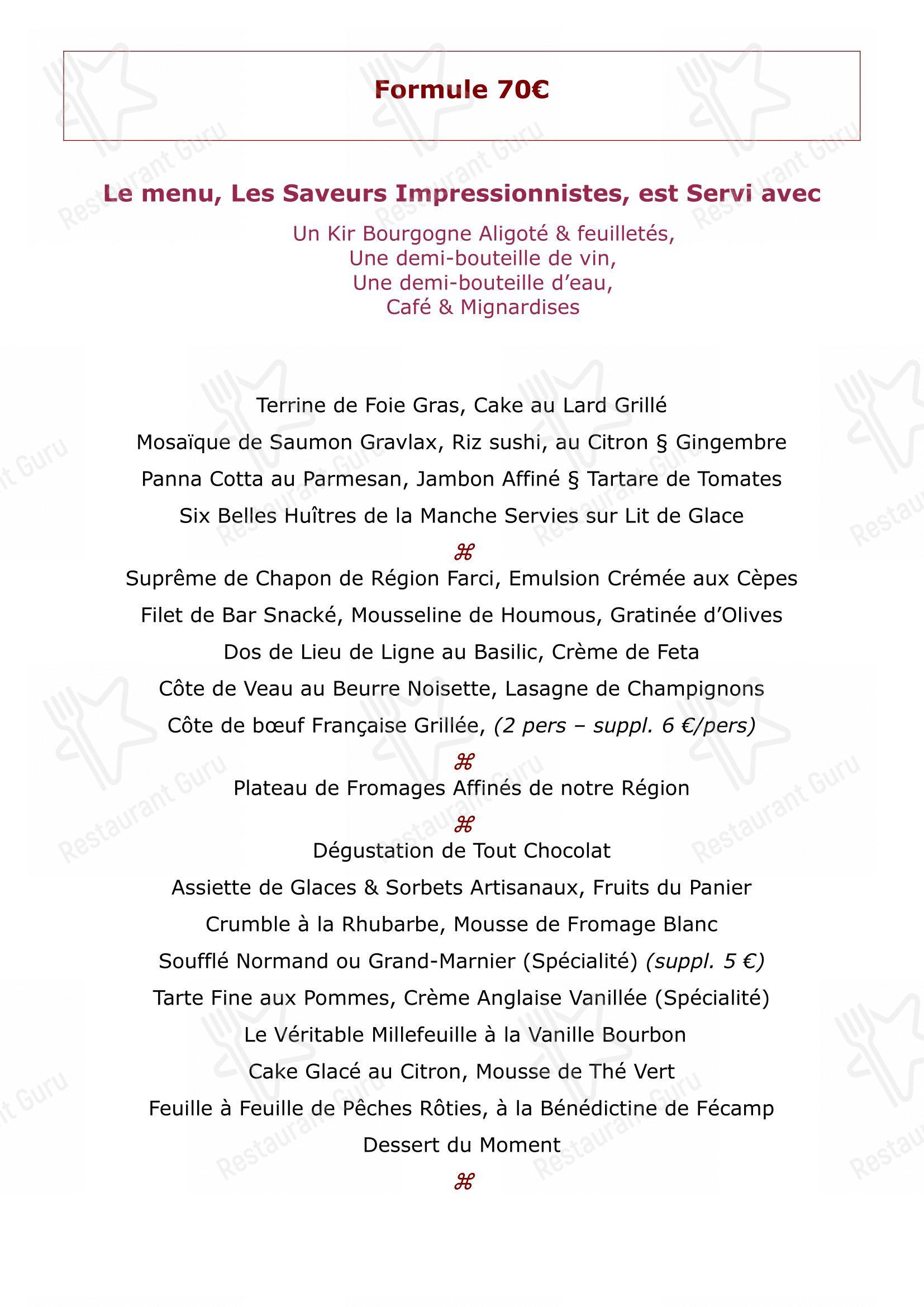 Menu bar pour La Couronne restaurant