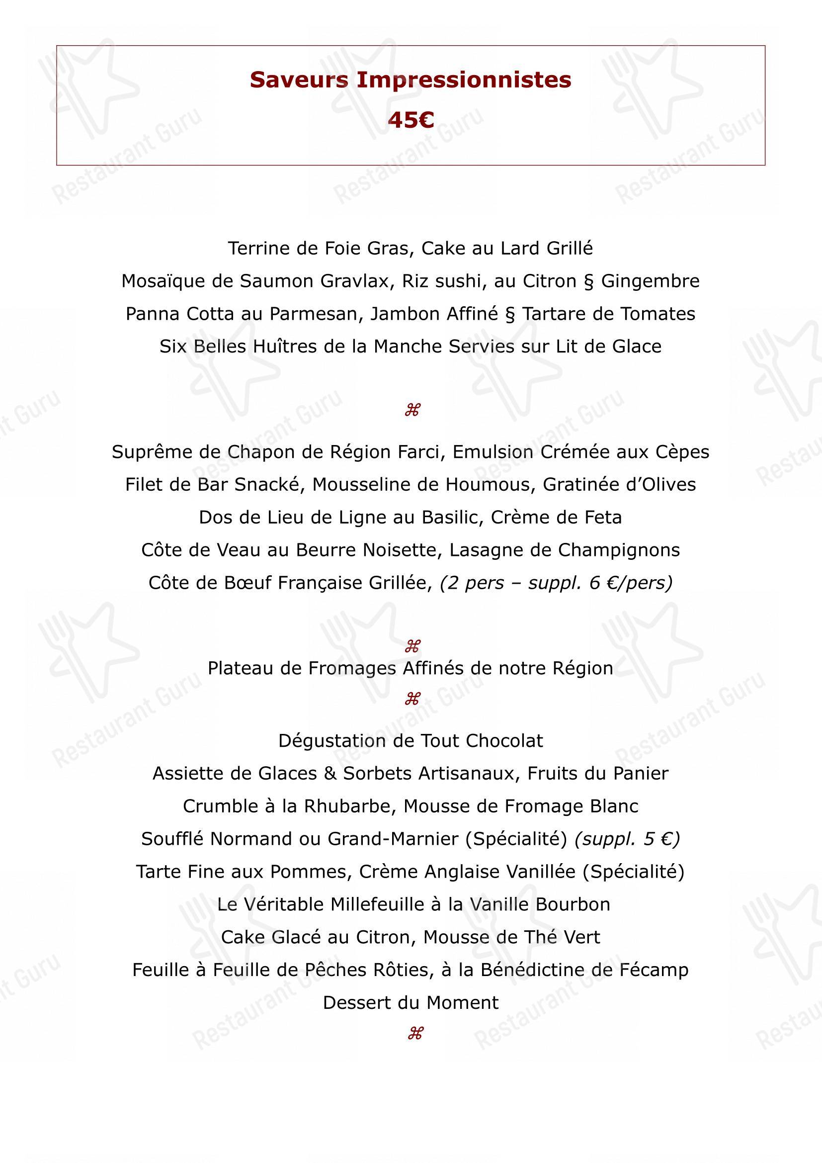 Menu bar pour La Couronne restaurant