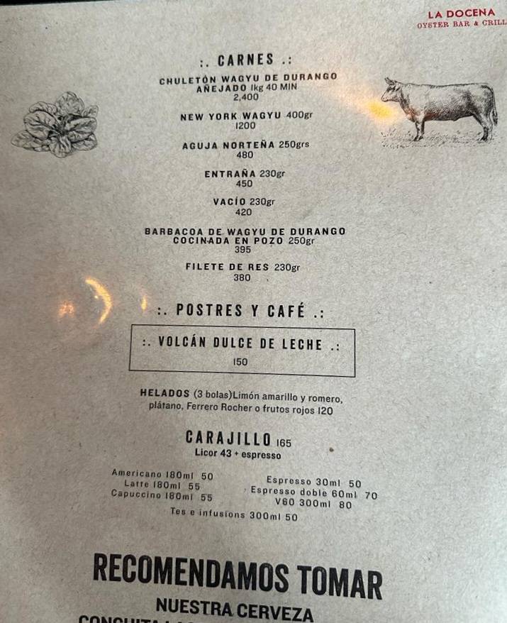 Carta Del Restaurante La Docena Sao Paulo Guadalajara