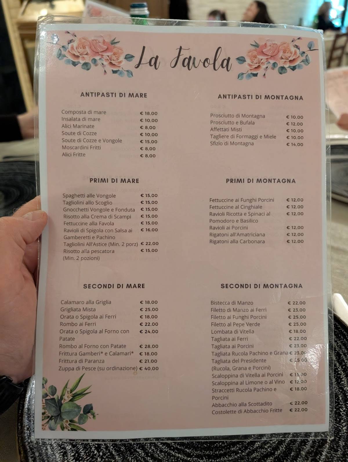 Menu di La Favola Ristorante Pizzeria 