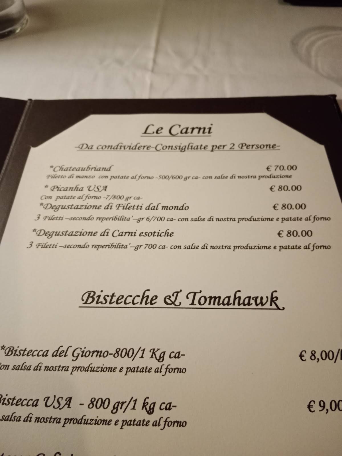 Menu di La Filetteria 1.0 