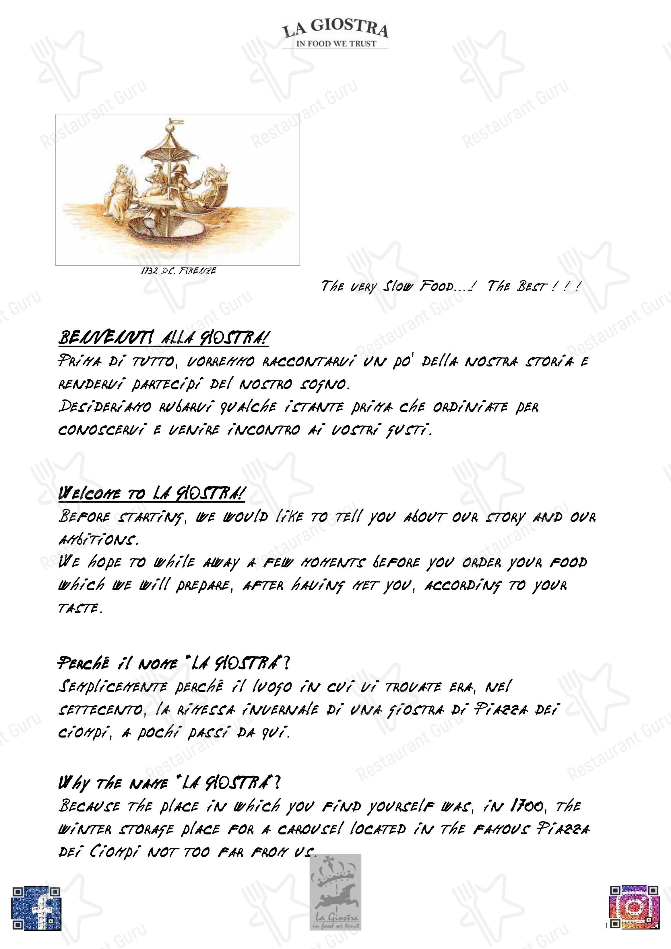 Menu di La Giostra - Menu