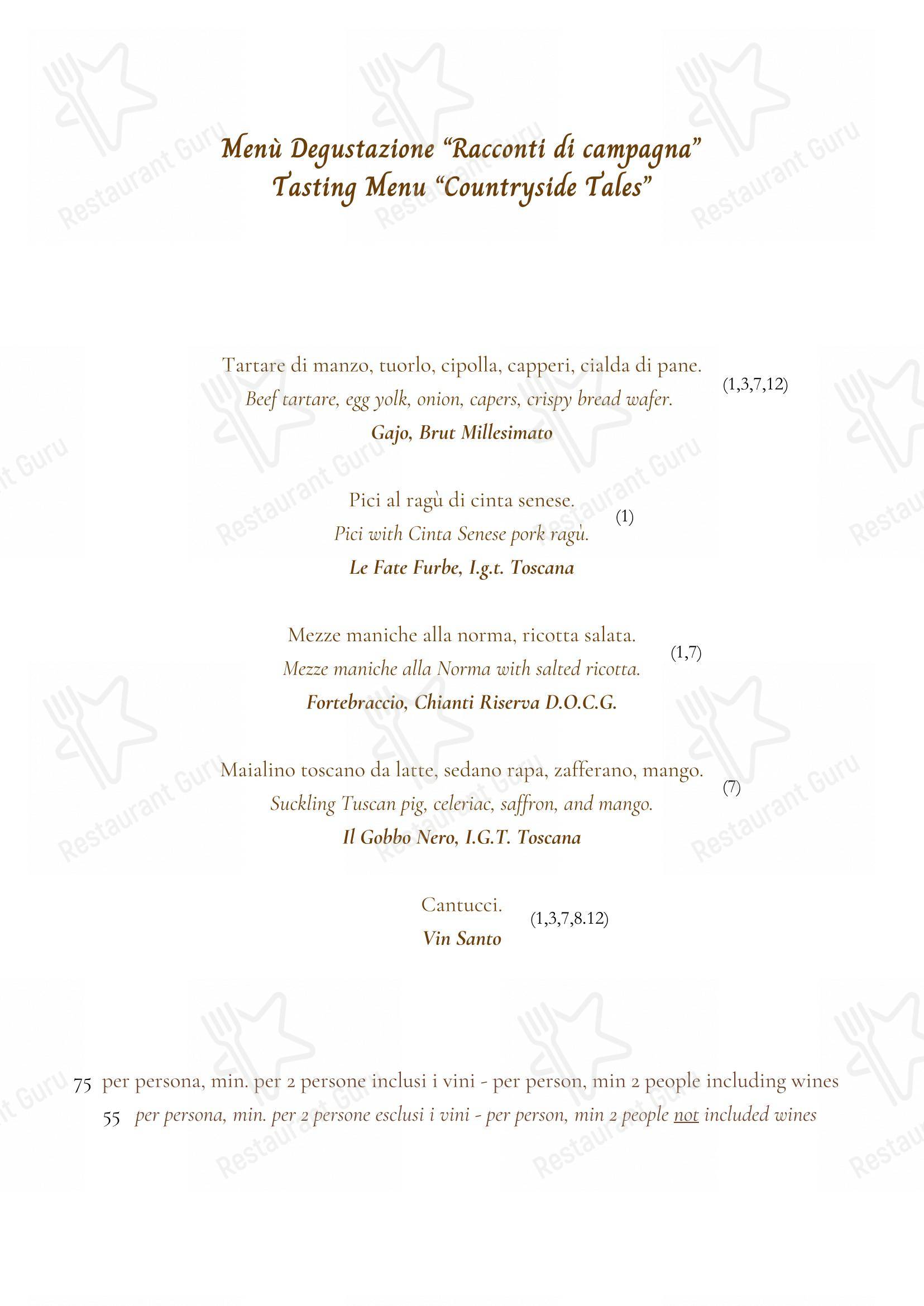 Menu per La Locanda del Gobbo Nero in Montaione