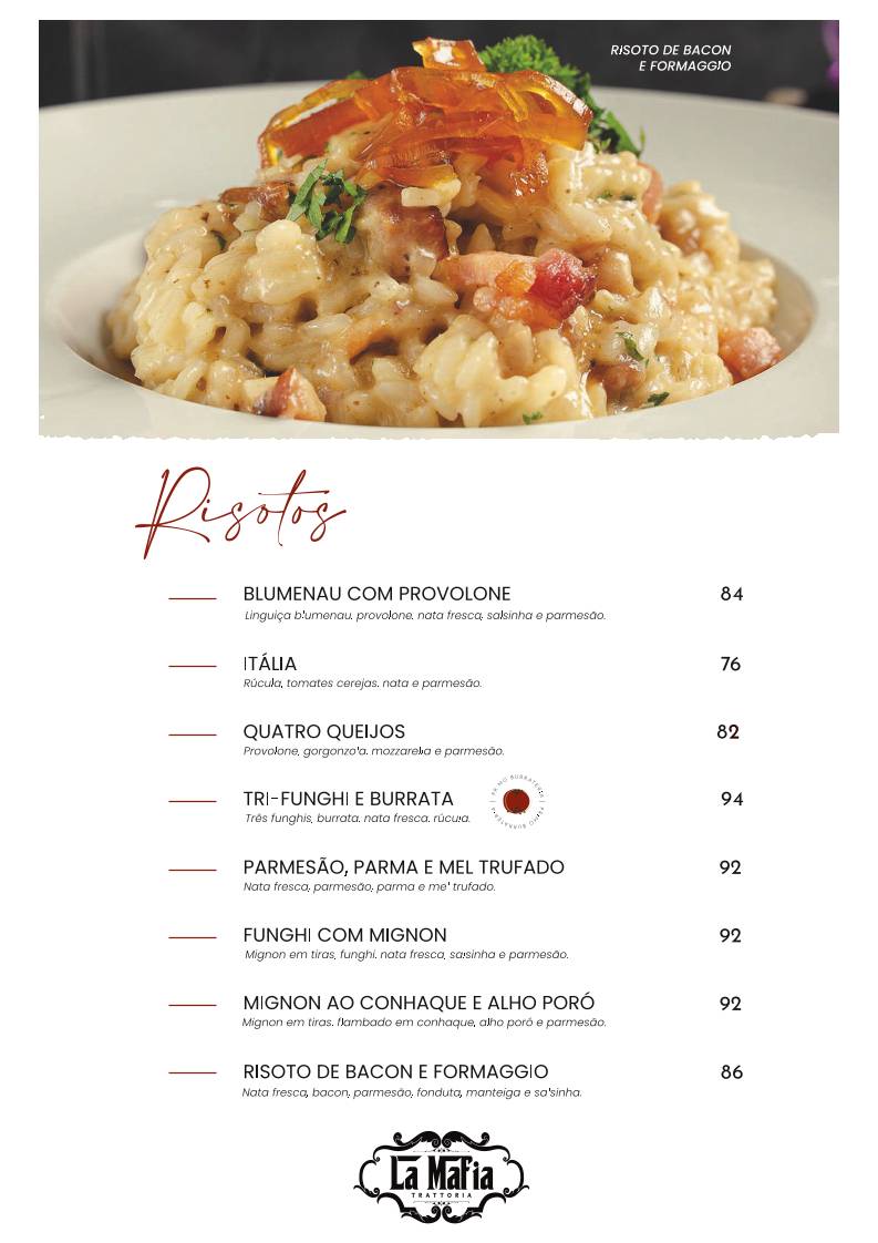 La Mafia Trattoria cardápio