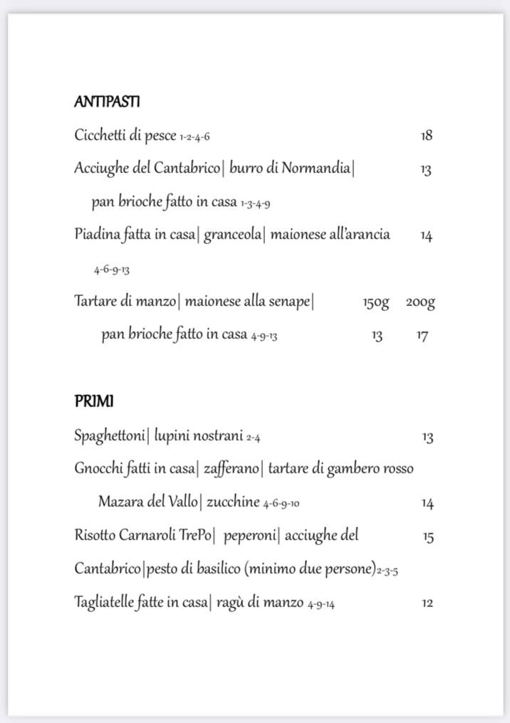 Menu di La Maison 