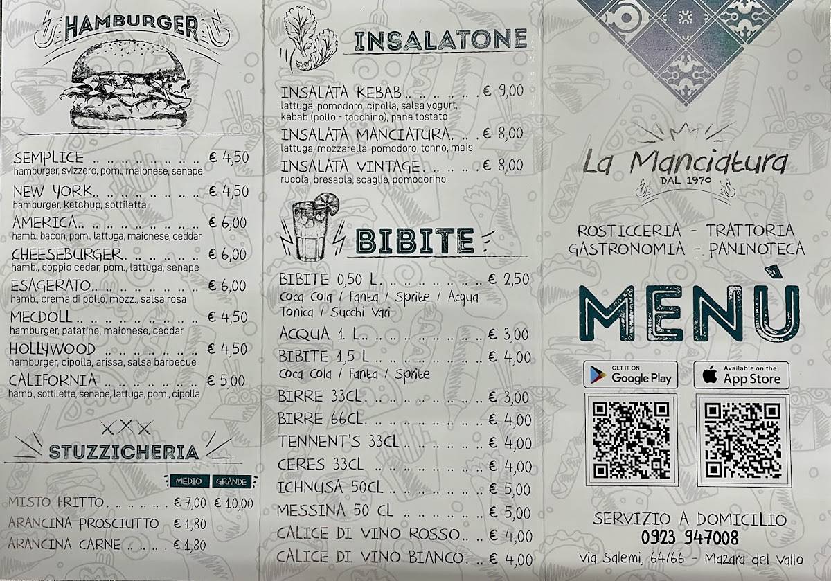 Menu di La Manciatura 