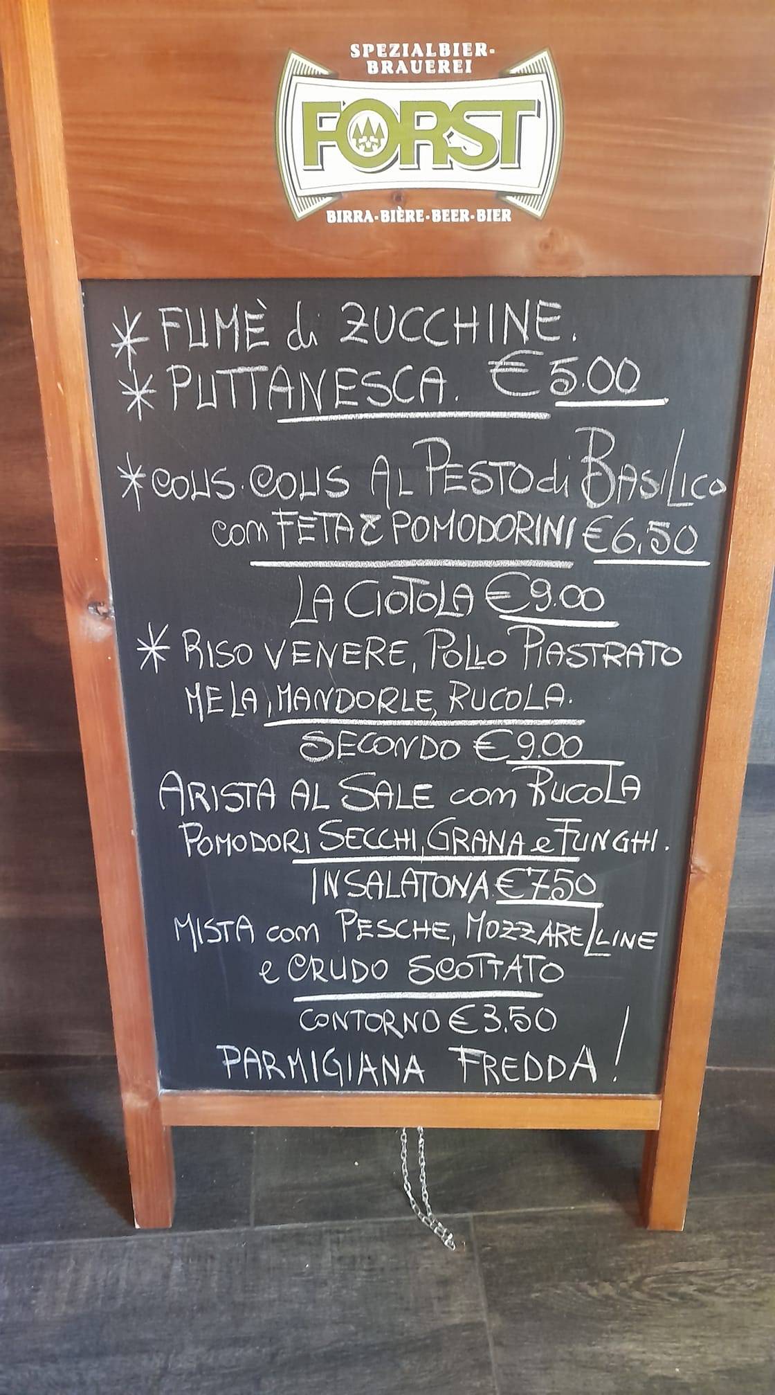 Menu di La Mangeria 