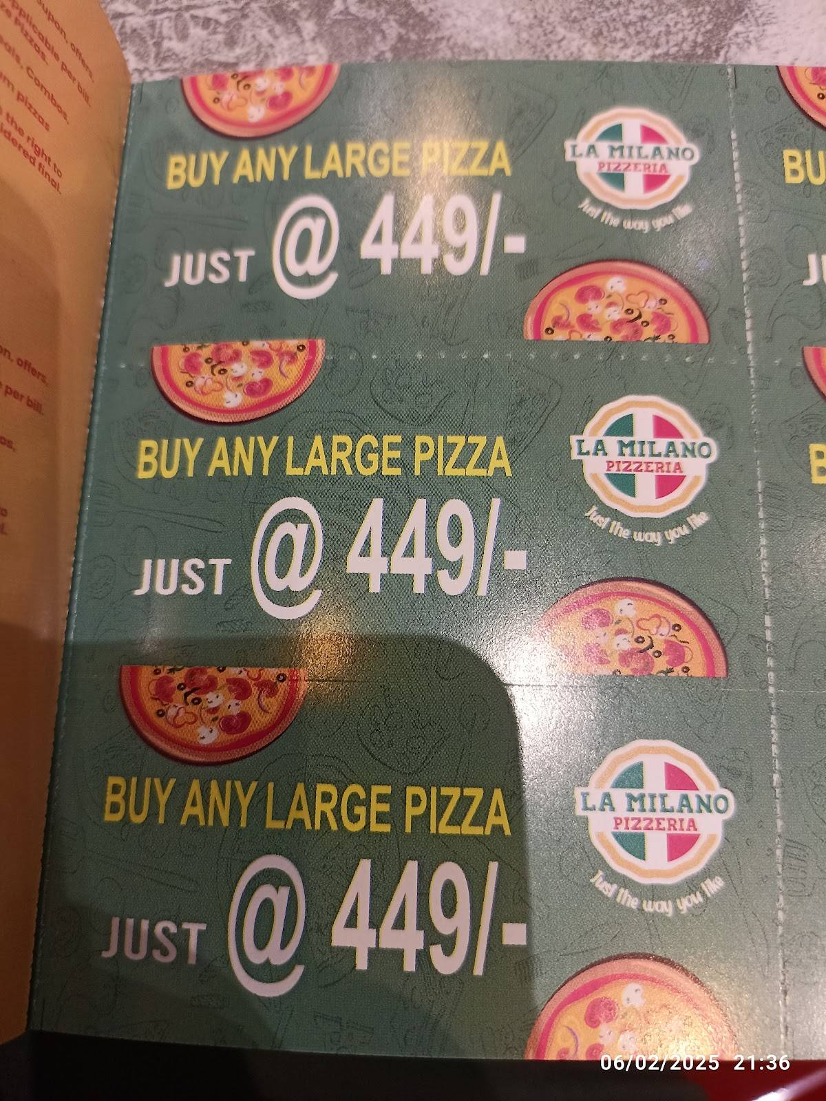 La Milano Pizzeria menu