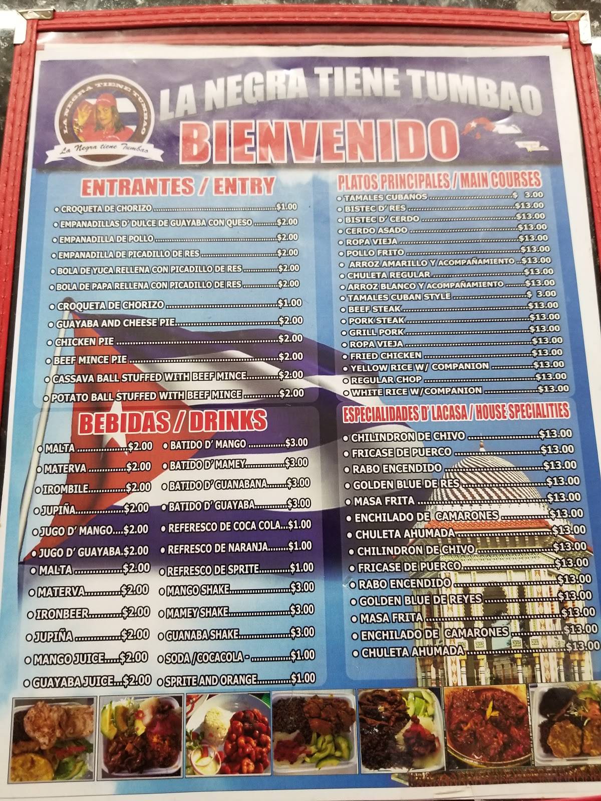 Menu at La Negra Tiene Tumbao cafeteria, Houston, S Gessner Rd