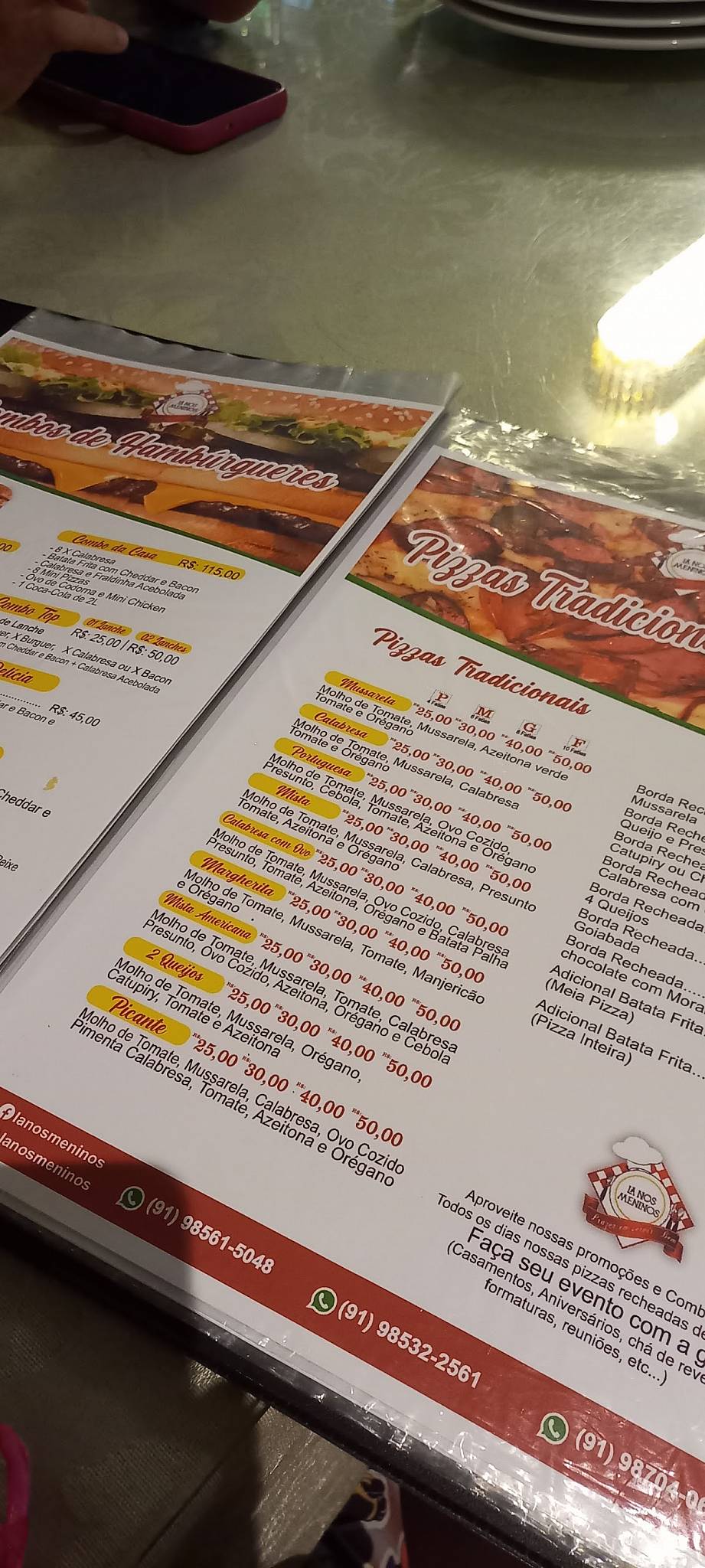 Lá Nos Meninos cardápio