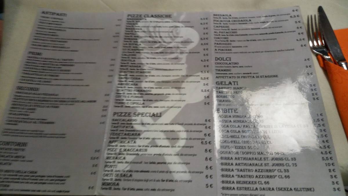 Menu di La Pietra Azzurra - Vallo di Diano 