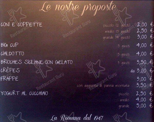 Menu di Gelateria La Romana 