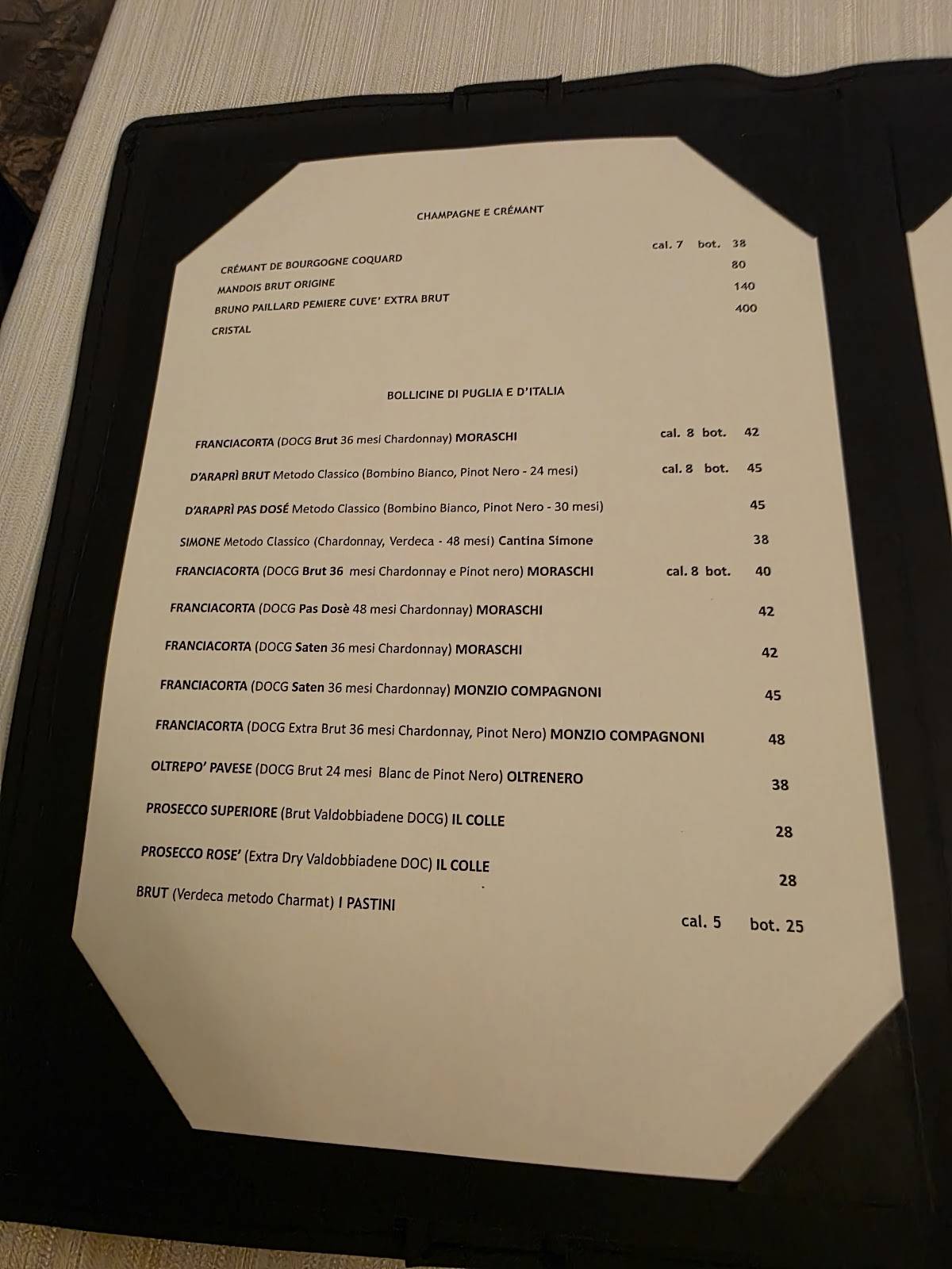 Menu di La Scarpetta Hostaria 