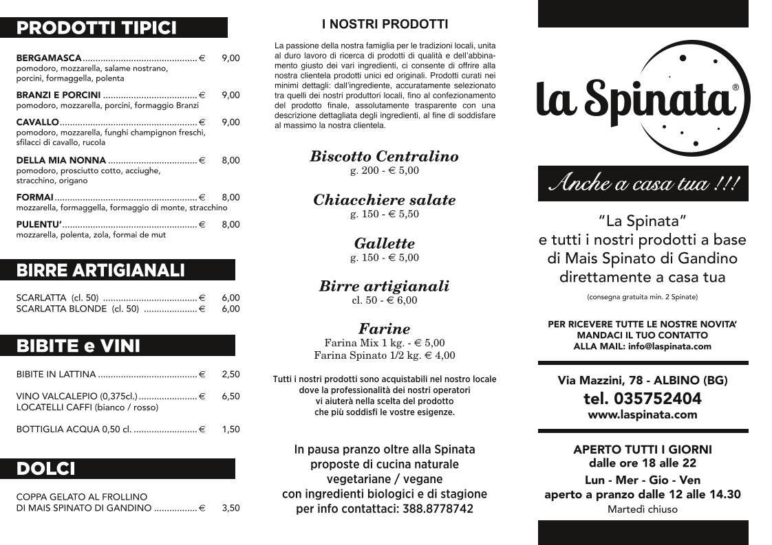 Menu di La Spinata 