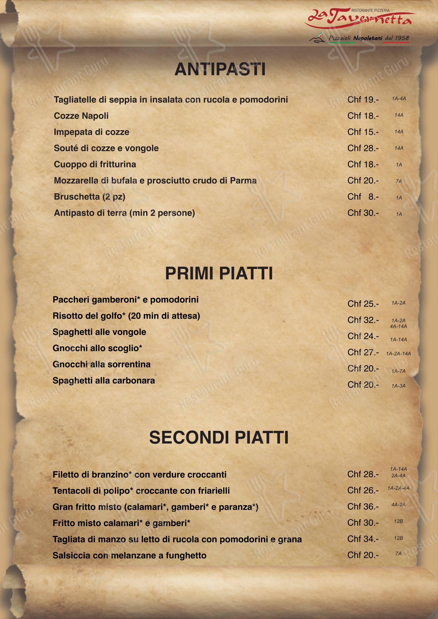 La Rocca (nuova gestione) in Agno - Menu
