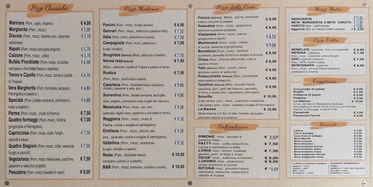 Menu di La vera smorfia da Vincenzo 