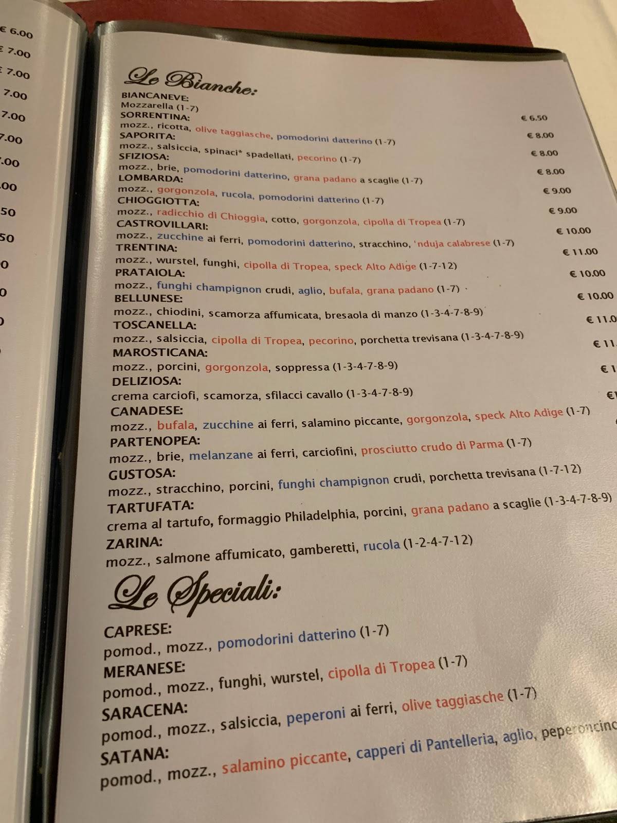 Menu di L'Abbuffata 