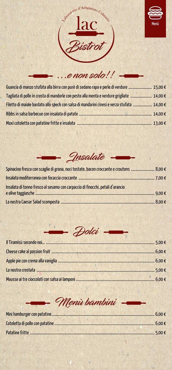 Menu di Lac Bistrot 