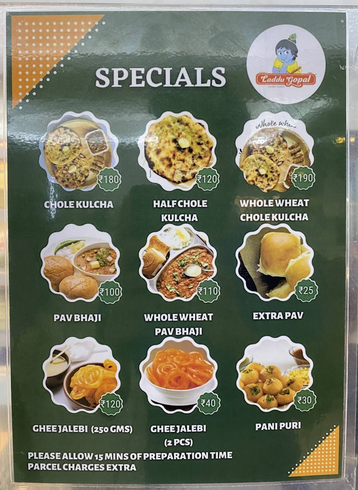 Laddu Gopal menu