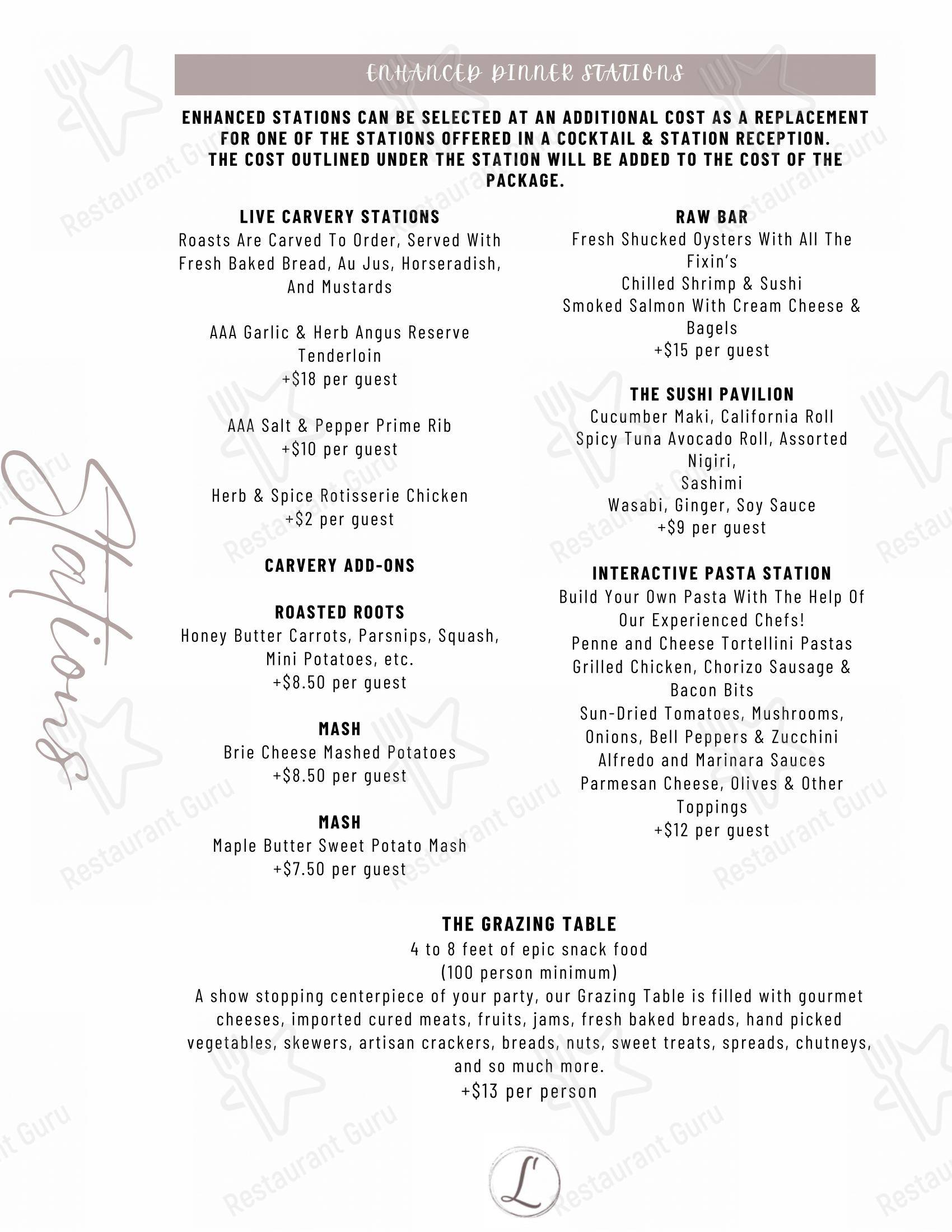 Menu bar pour Lago pub et bar